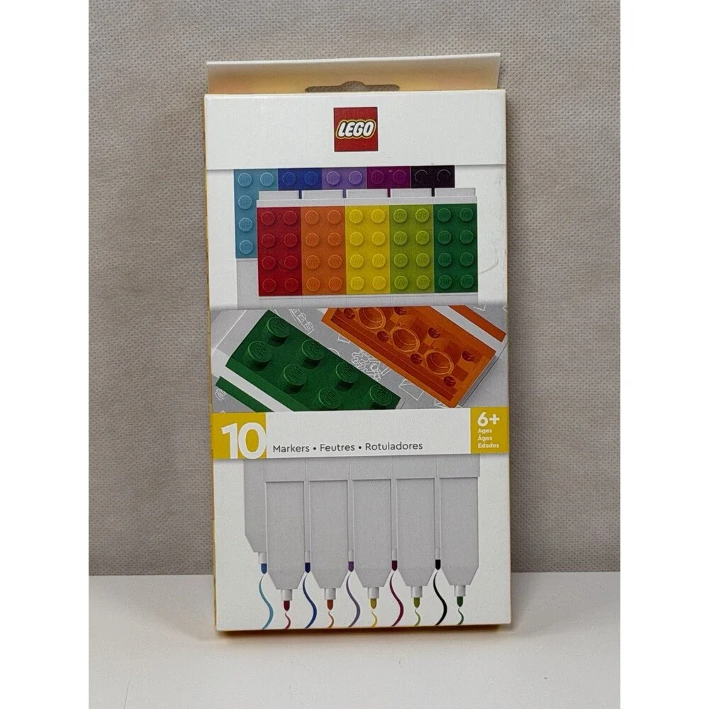 LEGO Iconic 10 Pack Marker Pens Fine Tip Connectable Building Blocks Stationery